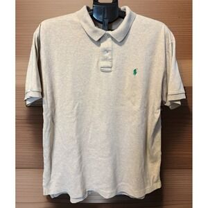 Polo Ralph Lauren Mens L Beige Green Pony 100% Cotton Soft Comfort Preppy